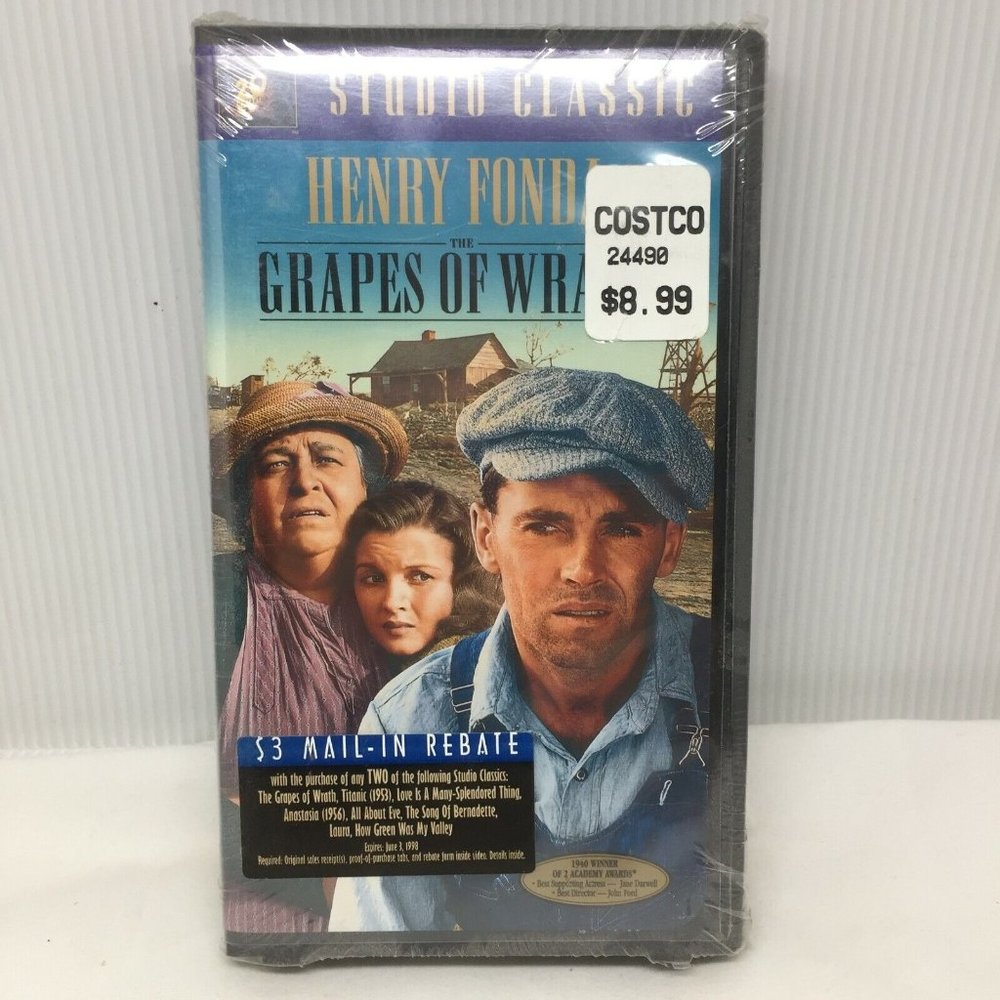 VHS Grapes Of Wrath Jane Darwell John Carradine Doris Bowden Russell Simpson
